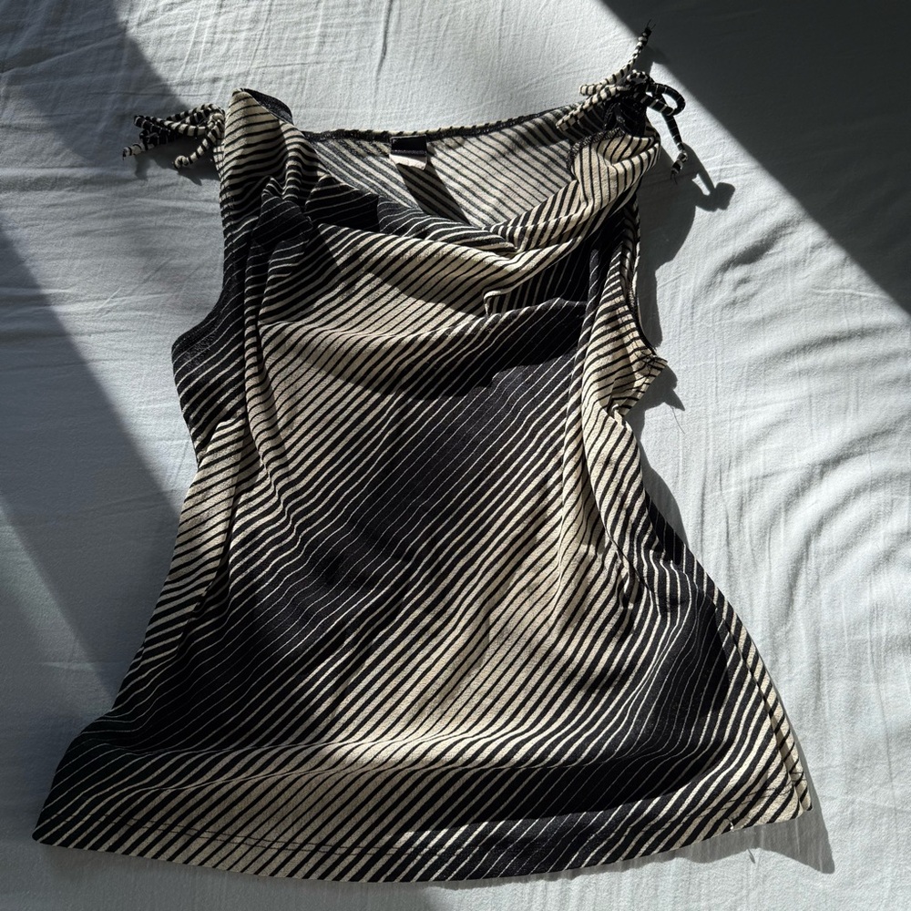 black and white stripped tie top